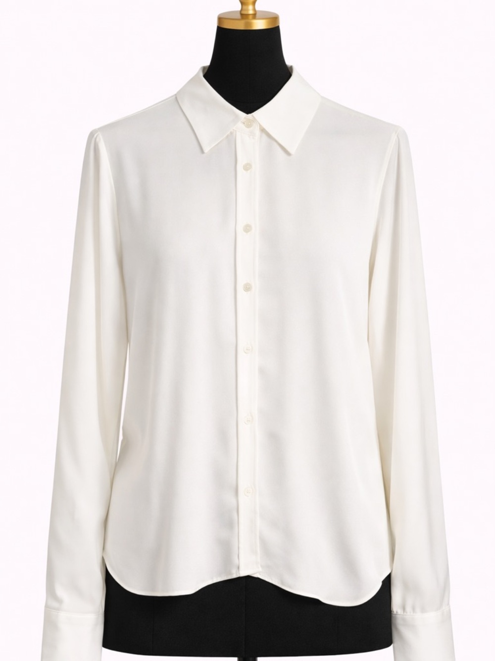 RW&CO. Cream Button-Up Collared Blouse